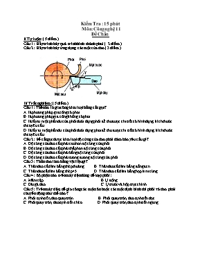 Kiểm tra 15 phút môn Công nghệ 11 - Đề chẵn
